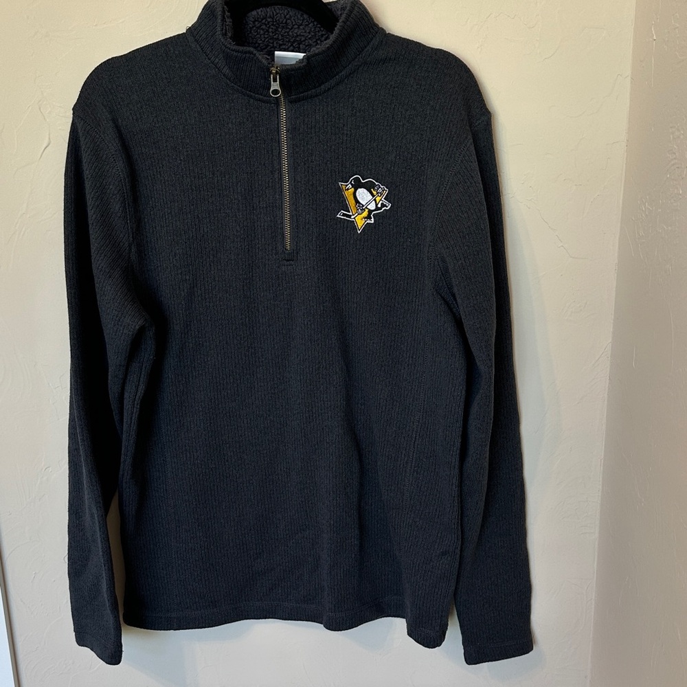 NHL charcoal gray Zip-Up Pittsburgh Penguins Sweater
